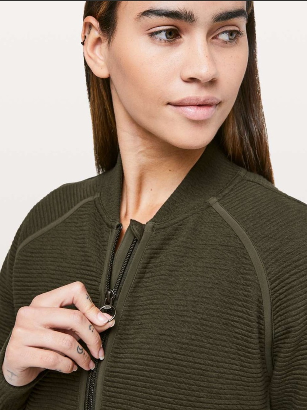 Lululemon On Repeat Bomber Dark Olive Green size 8 - Picture 5 of 16